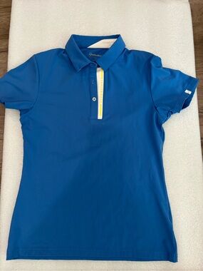 TaylorMade Blue Polo with Yellow Accent